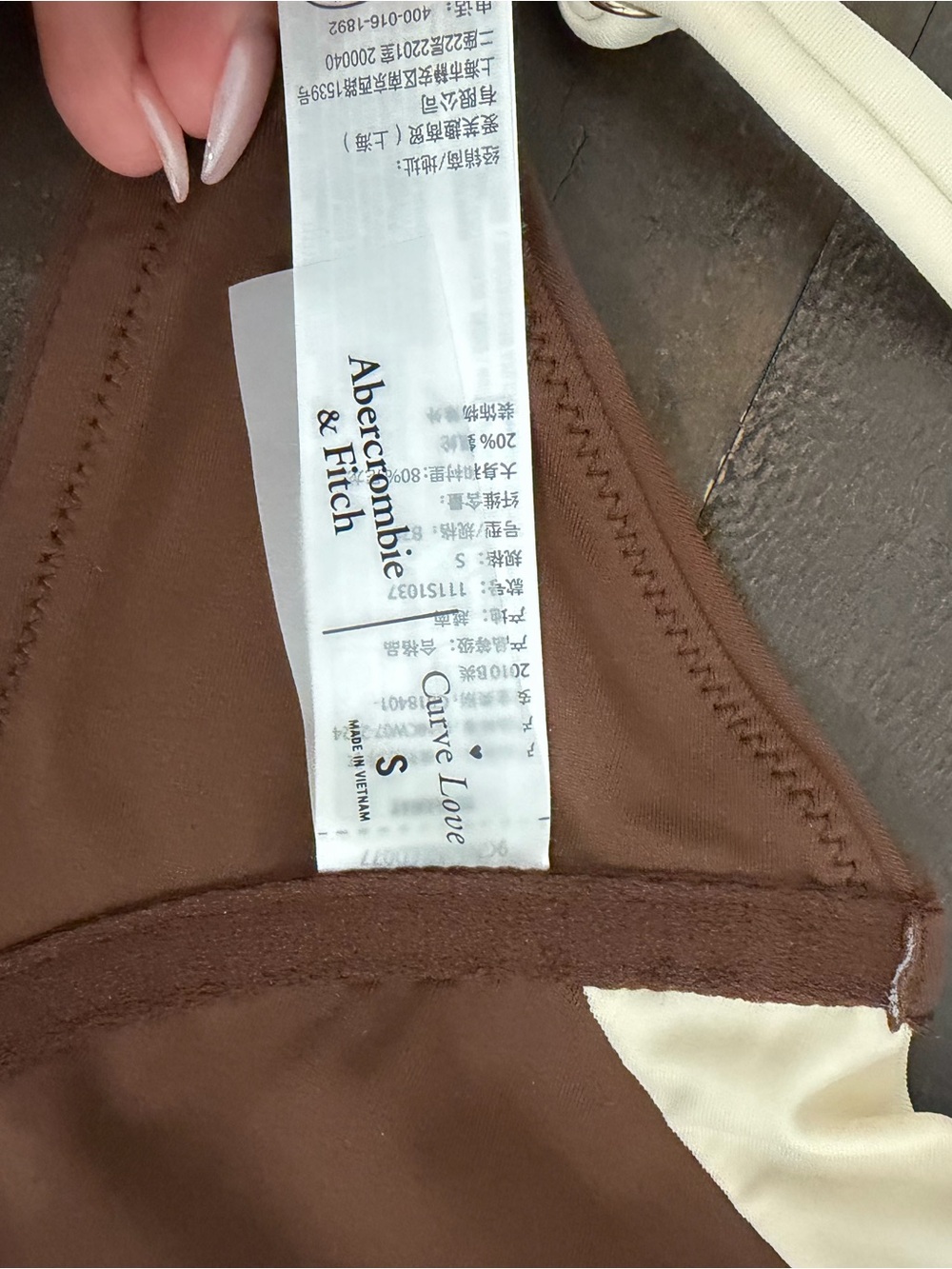 Abercrombie & Fitch Brown Bikini with Cream Accents-small - Picture 3 of 3